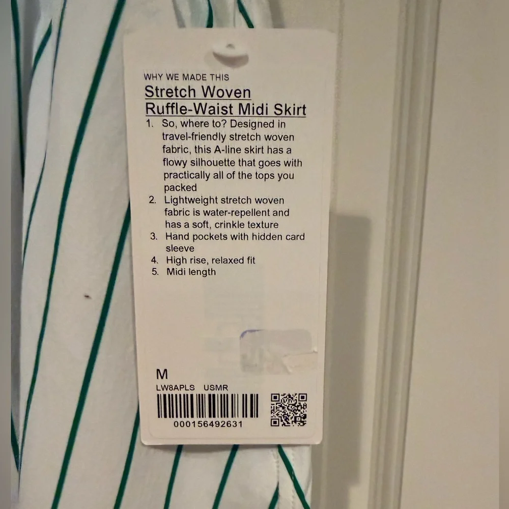 *sold* NWT Lululemon Stretch Woven Ruffle-Waist Midi Skirt White M - Picture 2 of 9